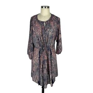 FLOREAT Colorful Sheer Snake Print Midi Dress Anthropologie Size Medium Light